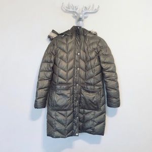 Lands End Olive Green Long Down Coat -M